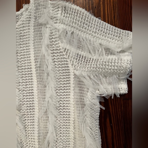 ZARA White Tulle Fringe Top EUC Slightly Cropped - Picture 7 of 7